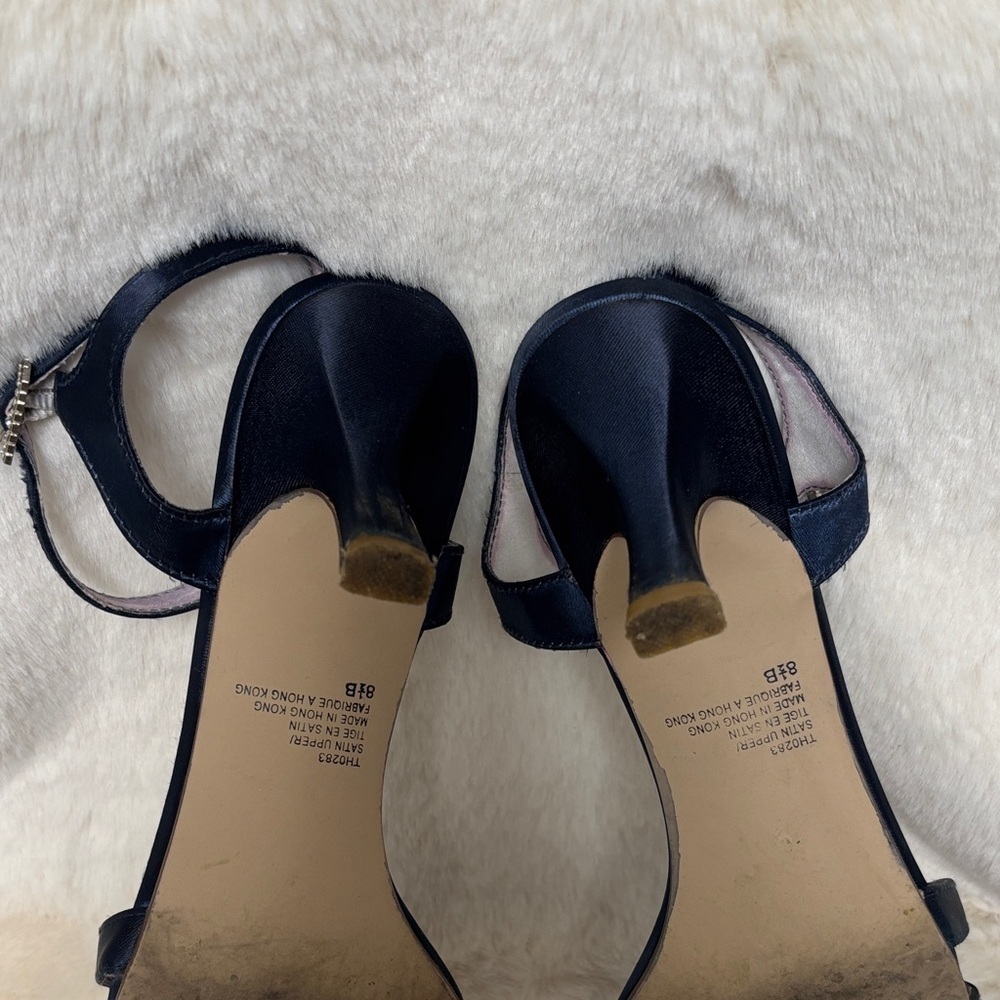 Satin Party Dyed Midnight Blue Embellished Heels - Picture 6 of 11